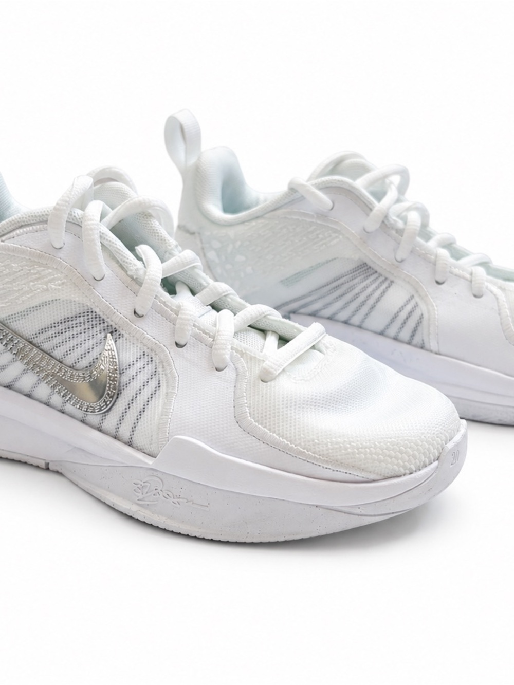 Nike Sabrina 2 Kids White Sneakers with Silver Swoosh